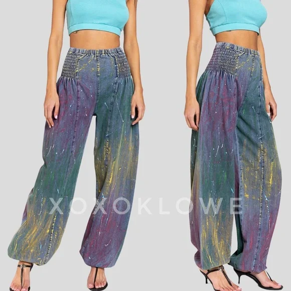 POL Rainbow Festival Harem Jogger Denim Jeans - Picture 4 of 15